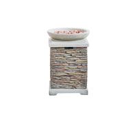 Outdoor Garden Stone Propane Gas Fire Pit with Lava Rocks & Cover