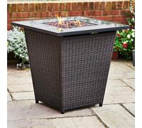 Teamson Home Outdoor Garden Rattan Propane Gas Fire Pit Table Burner,