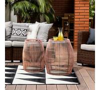 Teamson Home Outdoor Garden Furniture Small Round Drum Patio Side