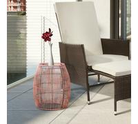 Teamson Home Outdoor Garden Side Table, Large Bamboo Table With Iron Table Top, Patio Furniture - 42.5 X 42.5 X 51.4 (Cm)