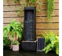 Outdoor Garden Solar-Powered Modern Waterfall Fountain, Black Teamson Home Black One Size