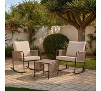 Teamson Home Outdoor Garden Table & Rocking Chair Furniture Set, Beige Teamson Home Beige