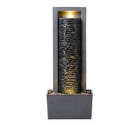 Teamson Home Garden Outdoor Water Feature, Tall Waterfall Water Fountain, With Warm Led Lights, Layered Rock Design, Dark Grey