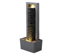 Teamson Home Outdoor LED Column Fountain Layered Rock Design Grey Finish