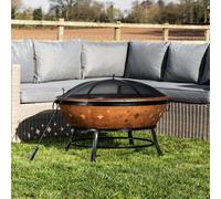 Teamson Home Large 89cm Round Wood Burning Fire Pit, Outdoor Garden