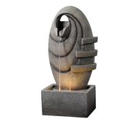 Teamson Home Oval LED Water Feature Modern Grey Garden Fountain with Warm Glow