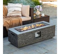 Teamson Home Rectangular 42" Gas Fire Pit Table, Grey Faux Stone Finish Teamson Home Grey
