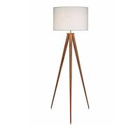 Teamson Home Romanza LED Tripod Standing Floor Lamp with Drum Shade, Modern Lighting in White for Living Room, Bedroom or Dining Room