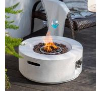 Teamson Home Round 28" Gas Fire Pit Table, Ivory Terrazzo Finish Teamson Home Ivory