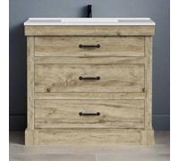 Donovan 36" Single Bathroom Vanity with Integrated Square Sink and Two Drawers Teamson Home Brown One Size