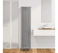 Teamson Home Glancy Wooden Linen Tower Tall Bathroom Cabinet Grey