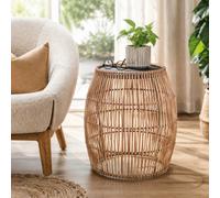 Teamson Home Teamson Bamboo Outdoor Side Table With Iron Frame, Round Boho Accent Table