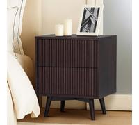 Teamson Home Tremolo Bedside Table With 2 Drawers And Fluted Fronts, Espresso