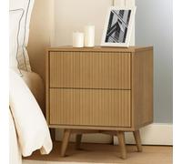 Teamson Home Tremolo Bedside Table With 2 Drawers And Fluted Fronts, Natural