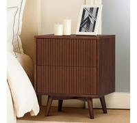 Teamson Home Tremolo Bedside Table With 2 Drawers And Fluted Fronts, Walnut