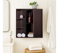 Teamson Home Tremolo Fluted Bathroom Wall Cabinet With Open Shelves, Espresso