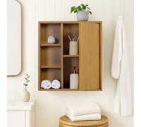 Teamson Home Tremolo Fluted Bathroom Wall Cabinet With Open Shelves, Natural