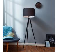 Teamson Home Romanza 157cm Tripod Floor Lamp, Grey with Grey Drum Shade in Black Teamson Home Black