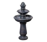 Teamson Home Two-Tier Outdoor Birdbath Fountain with Shallow Basin, Antique Stone-Effect Finish and Gentle Flowing Water 99cm Tall, Antique Copper