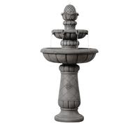 Teamson Home Outdoor 39" Two-tier Birdbath Water Fountain, Light Gray, Grey