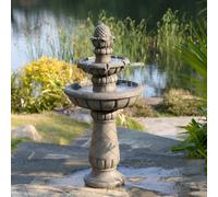 Teamson Home Outdoor 39" Two-tier Birdbath Water Fountain, Light Gray, Grey