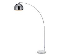 Teamson Home Arc Curved Standing Floor Lamp With Bell Shade & Marble Base - Chrome/white Marble