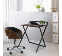 Teamson Home 34" Easton Modern Wooden Folding Home Office Computer Desk With Metal Cross Legs In Brown/Black
