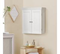 Teamson Home Wall Cabinet With Adjustable Shelves, White Bevelled Doors