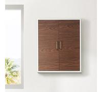 Teamson Home Wall Mounted Bathroom Cabinet With 2 Doors And 1 Shelf - Bathroom Storage, Walnut/white