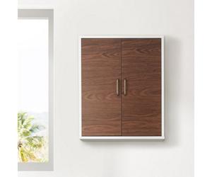 Teamson Home Wall Mounted Bathroom Cabinet With 2 Doors And 1 Shelf - Bathroom Storage, Walnut/white