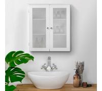 Teamson Home Connor Bathroom Wall Cabinet With 2 Glass Doors - White