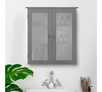 Teamson Home Wooden Bathroom Wall Cabinet 2 Glass Doors Grey EHF-581G - Grey