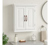 Teamson Home Wall-Mounted Bathroom Cabinet With Adjustable Shelves, White/bronze