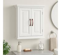 Teamson Home Wall-Mounted Bathroom Cabinet With Adjustable Shelves, White/bronze
