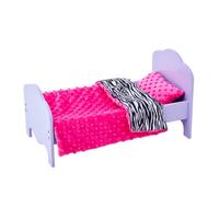 Teamson Kids 18"doll Single Bed Purple & Bedding Set-Zebra Prints
