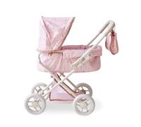 Teamson Kids 2-in-1 Classic Doll Stroller in Pink with Removable Bassinet, Adjustable Canopy, Storage Basket & Bag, Builds Empathy & Imaginative Play