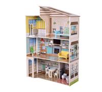 Teamson Kids 3 Story Mediterranean Wooden Dollhouse with 17pc Accessory Set for 12" Dolls Teamson Kids Multicolor