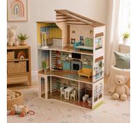 Teamson Kids 3-Story Wooden Dollhouse, Brown, Dreamland Mediterranean