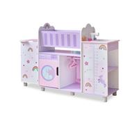 Teamson Kids Olivia’s Little World 6-in-1 Wooden Doll Nursery with Cradle, Sink, High Chair, Wardrobe & Storage
