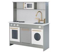 Berlin Modern Wooden Pretend Toy Kitchen With 6 Role Play Accessories Teamson Kids Grey One Size