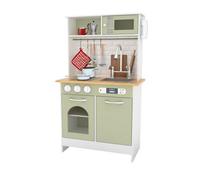 Teamson Kids Boston Interactive Wooden Play Kitchen Playset Toy With 9 Accessories - Green