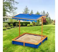 Teamson Kids Childrens Sand Pit With Lid - Wooden Sand Box - 1.2M X 1.2M