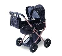 Teamson Kids 2-in-1 Classic Doll Stroller in Black with Removable Bassinet, Adjustable Canopy, Storage Basket & Bag, Encourages Nurturing & Creativity