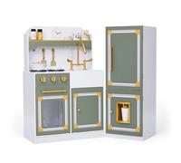 Teamson Kids Deluxe Play Kitchen, Green | Refrigerator, 15 Accessories