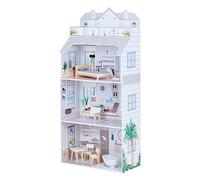 Olivia's Little World Deluxe 3-Story Wooden Doll House and 8-pc. Accessory Set for 12" Dolls, Grey/White