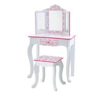 Teamson Kids Dressing Table, Play Vanity Set With Mirror & Stool - Pink/white/giraffe Print
