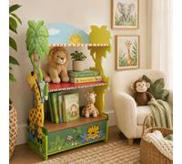 Fantasy Fields By Teamson Kids Large Sunny Safari Kids Bookshelf Bookcase Toy Organiser Storage With Drawers W-8268A