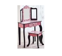 Teamson Kids Fantasy Fields Leopard Print Vanity Table, Stool And Mirror & Set Pink