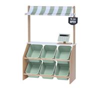 Teamson Kids Farmers Market Play Stand Toy Set With Storage Bins, Mint