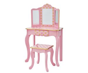Teamson Kids Gisele Kids Dressing Table Vanity Set With Mirror Stool & LED Lights in Gold Teamson Kids Gold